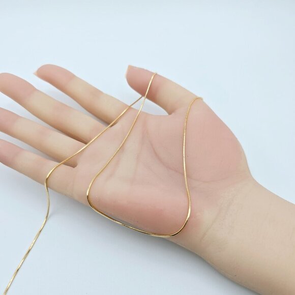 "Rose Gold Flat Snake Chain Necklace | 50cm Elegant Minimal Design, XPNL0115 - Picture 12 of 13